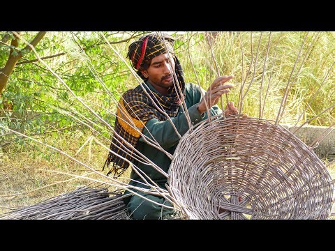 A Gypsy Makes a Multi Use Bushcraft Basket from Tree Branches | Making Best Survival Hunting Basket