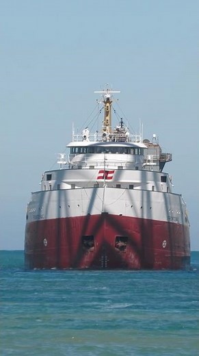 Cool Bridge Shadows on a Classic Lake Freighter