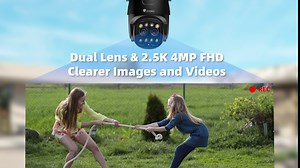 Ctronics 2.5K 4MP Dual-Lens Security Camera Outdoor WiFi 2.4/5GHz, 360° PTZ Home Security Camera with Auto-Zoom-Tracking, Human Detection, 6X Hybird Zoom, 30m Color Night Vision, Wired IP Camera