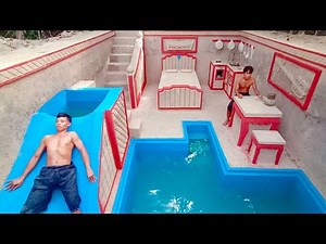 Build Most Modern Underground House with Private Underground Living Room King Room and Swimming Pool