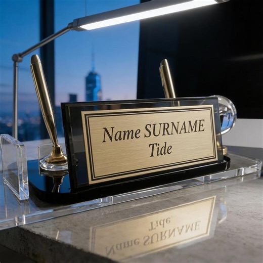 Personalized Crystal Desk Name Plate With Pen Holder, Custom Executive Office Sign - Etsy