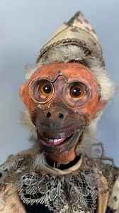 Gambling Magician. A clockwork monkey wizard from the 19th century who features in the 1976 BBC film ‘Princely Toys’ (YouTube). #dice #monkeys #gambling #lucky #wizard #automaton #princelytoys #automata #prestidigitation #magician #magic #nowyouseeitnowyoudont #magiccircle #glasses | The House of Automata