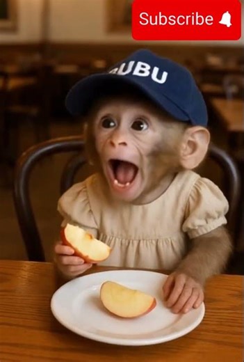 🐵 Baby Monkey Eating Apple & Laughing with Claps | Funny Monkey Shorts