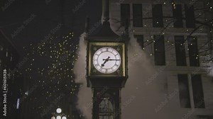 Slow motion 120 fps 4K of the gastown clock in slow motion in the evening
