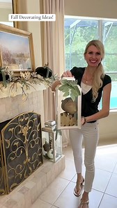Get inspired with DIY decor ideas and festive fall decorating! Today I’m showing you how I styled my fireplace mantle. I am using lanterns on the hearth, filled with pumpkins leaves, and acorns. In the center of my mantle, I have a beautiful fall, print, tall glass apothecary jars filled with fall items and beautiful velvet pumpkins. I know you’ll get some inspiration so you can decorate your home beautifully for fall! #fall #autumn #homedecor #decor #diy #interiordesign #interior #falldecoratio
