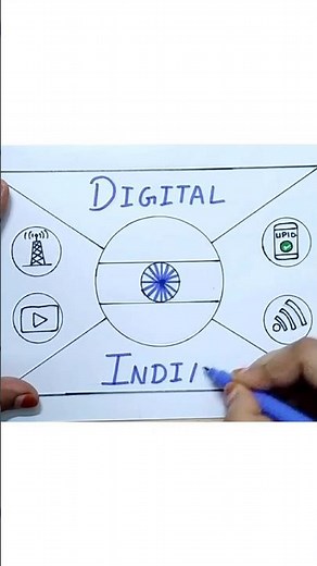 Digital india drawing easy step