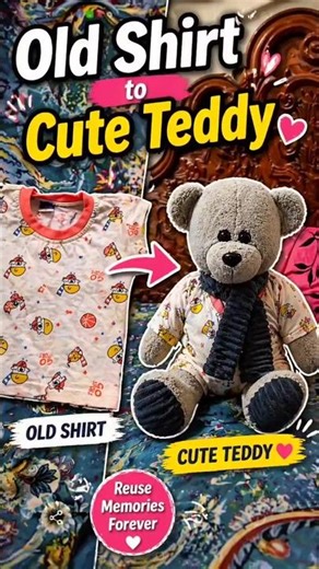 Old Kids Shirt Reused into Cute Teddy 🧸✨ | DIY Reuse Idea #shorts