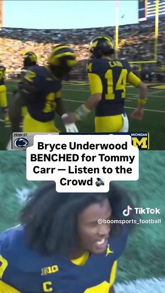 Michigan crowd ERUPTED seeing Tommy Carr replace Bryce Underwood today vs Penn State #collegefootball