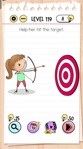 Help her hit the target | Brain test level 119 solution