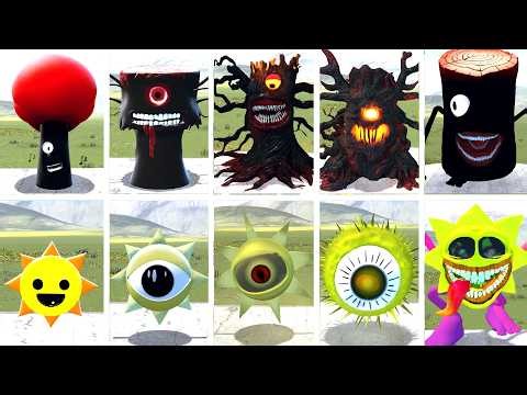 ALL SPRUNKI SUN VS TREE CURSED FORMS – SIZE COMPARISON & POWER RANKING | GMOD