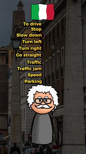 Driving & Road Action phrases in Italian 🇮🇹👏#learnitalian #italianlanguage #italiano #fyp #Italian