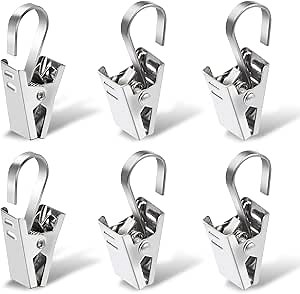 Curtain Clips, 100 Pack Stainless Steel Light Clips for Outside String Lights Party Decor Hanging Photo Camping Tents Arts Crafts Display