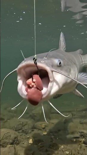 HUGE CATFISH DESTROY’S Chicken Liver Off The HOOK! 🪝 #catfish 😳🎣