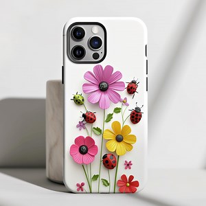 Cute Colorful Ladybug Flower Phone Case for iPhone 13 14 15 iPhone 16 Pro Max Plus Scuff Resistant Summer Fun Cellphone Cover Magnetic Mount - Etsy