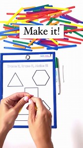 Looking for a fun and simple way to build fine motor skills and shape identification? Get ready to Trace It - Erase It - Build It! 🔹🔺◾ This independent math center is easy to use - simply trace the shape, erase it with a Q-Tip (or your finger!) and use AngLegs to build the shape! 👏 Use a ClearVu Paper Saver to do this activity again and again! Send this Reel to a friend who also loves math centers and download the FREE worksheet here! bit.ly/traceerasemake | Hand2mind
