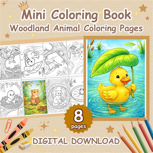 Woodland Animal Coloring Pages Printable | Cute Forest Animals Coloring Book for Kids | Mini Kids Coloring Activity | Instant Download PDF - Etsy