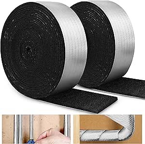32.8 FT Pipe Insulation Wrap,Foil Pipe Wrap Insulation Tape Self Adhesive for Outdoor Indoor Pipe Insulation Wrap Freezing Weather （Black 1pack）