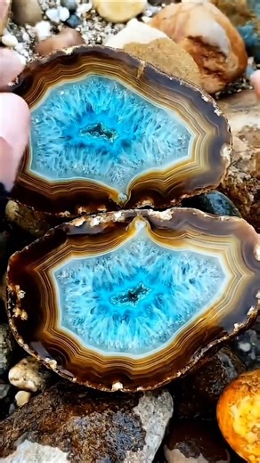 ​Stunning Electric Blue Agate Geode Reveal #viral #crystals #shortvideos