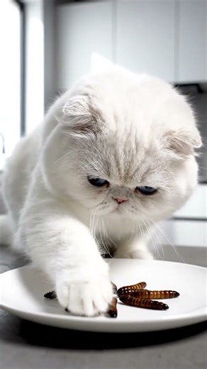 A Persian Cat is Cooking Mealworm Honey Soy Glaze