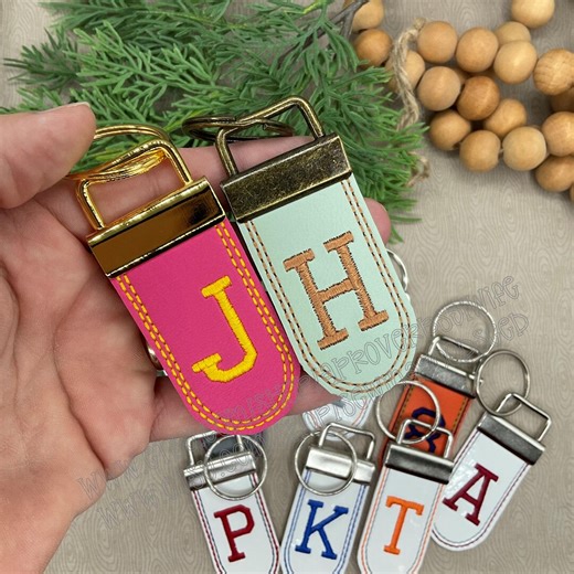 ITH Key Fob With VARSITY Font Machine Embroidery Design | Personalize Key Fob | in the Hoop Keyfob | Key Chain | Instant Download - Etsy