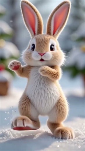 Cute bunny dancing on snow😍🥰 #christmas #bunny #dance #snow #toddlersongs