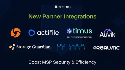 Unlock more efficiency for your MSP with our seven newest integrations! Joining an ecosystem of nearly 300 partners, these additional integration vendors will expand your MSP capabilities: 💫 Storage Guardian Data Archiving 💫 Actifile Encryption & Data Loss Prevention 💫 Auvik SaaS Management 💫 RealVNC Remote Desktop & Assistance (Coming Soon!) 💫 Josys Cloud Management 💫 Timus Networks SASE & ZTNA 💫 SIGNL4 Alerting & Notifications Browse all Ecosystem partners: https://solutions.acronis.com