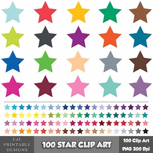100 Solid Color Star Clip Art, Rainbow Starry PNG Set (digital Download) - Etsy