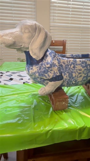 Dachshund planter transformation