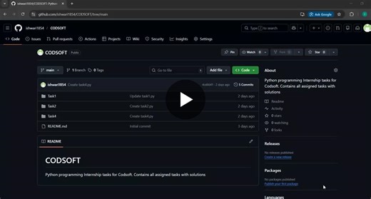 #codsoft #python #internship | Ishwari Deshmukh