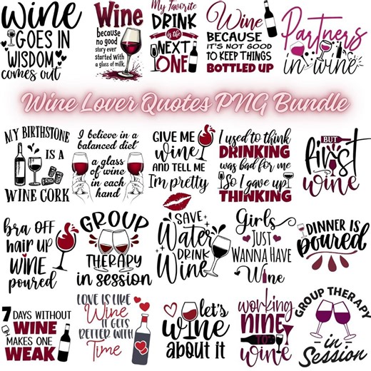 Funny Wine Quotes PNG Bundle, Drinking Humor Sayings (digital Download) - Etsy