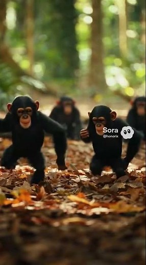 Two Chimp Babies Dancing While the Others Watch — Adorable Moment