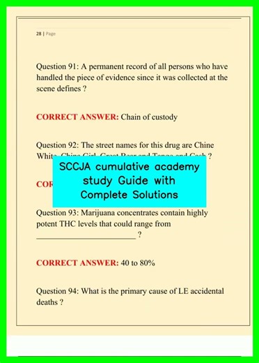SCCJA cumulative academy study Guide with Complete Solutions video