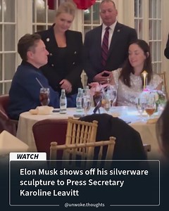 Elon Musk shows off his silverware sculpture to Press Secretary Karoline Leavitt | UnwokeThoughts