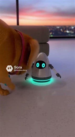 Little Robot Hides From Giant Friendly Dog! (He's Terrified) #robotdog #funny