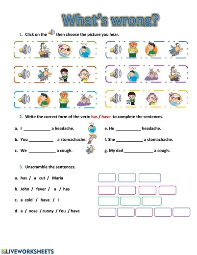 Health problems worksheet