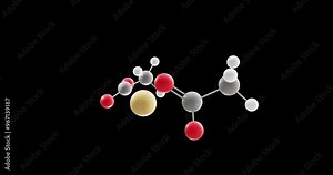 Copper(II) acetate molecule, rotating 3D model of fungicides, looped video on a black background