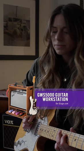 On-Stage GWS5000 Guitar Workstation Keep all your guitar gear safely organized, on display, and ready to play with the GWS5000RB Guitar Workstation. This multipurpose workstation is a combination amp stand, guitar stand, cable and strap hanger, pedalboard, and accessory tray rolled into one convenient and visually appealing package. Thank you for sharing Haley Powers Music! #OnStageInnovation #GuitarWorkstation #MusicianEssentials #namm2024 #nammshow | On-Stage