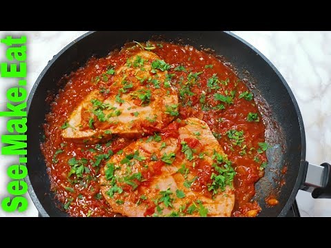 How to make Tuna steak with garlic tomato sauce