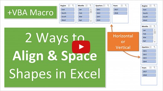 2 Ways to Align & Space Shapes, Charts, or Slicers in Excel   VBA Macro