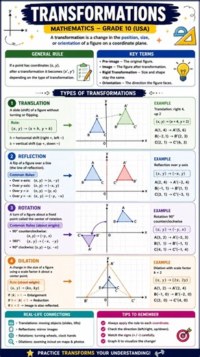 #Grade10Math #USAMath #Transformations #Geometry #CoordinateGeometry #MathNotes #MathRevision