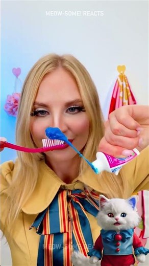 Underwater Toothpaste Trick?! 😱💦 #funny #cat #meow