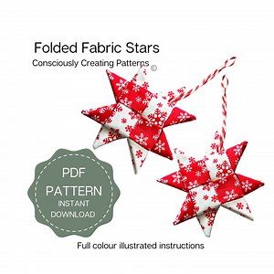 Scandinavian Folded Fabric Star Digital Pattern, Christmas Decoration Tutorial, Christmas Craft Pattern, DIY Folded Fabric Star Template - Etsy UK