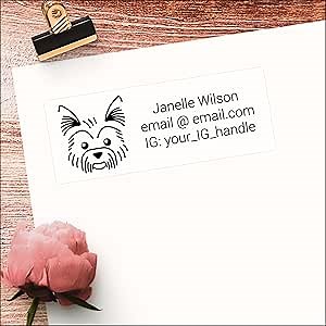 White Address Labels - Personalized Return Name and Address Stickers, Custom Printed Mailing Labels for Envelopes, Packages, Weddings, and Gifts (Dog - Yorkshire terrior)