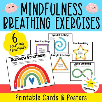 Rainbow Breathing Exercises Kid | Mindfulness Breathing Visuals Posters & Card