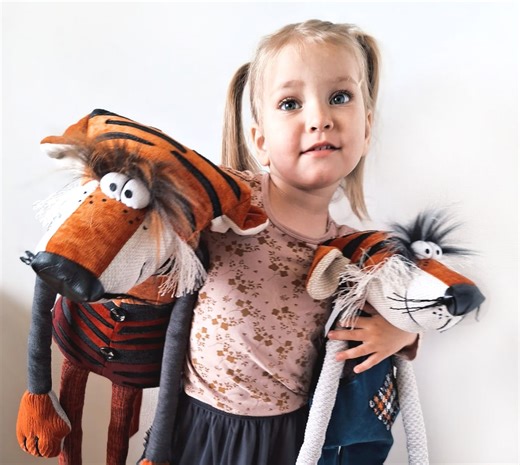 Handmade Big Tiger Toy Nursery Decor: Collectible Art Doll for Kids - Etsy Hong Kong