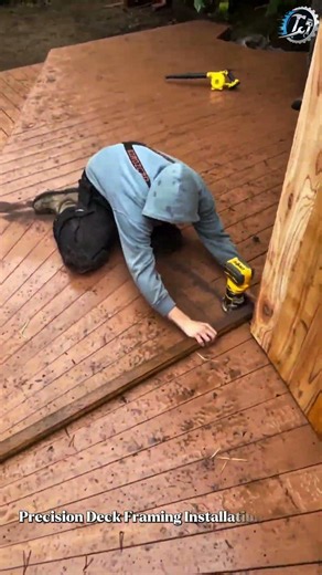 Precision Deck Framing Installation 🪵⚒️ #Construction #Woodworking