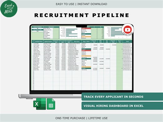 Recruitment Tracker With Dashboard, Candidate Pipeline (excel, Google Sheets) - Etsy UK