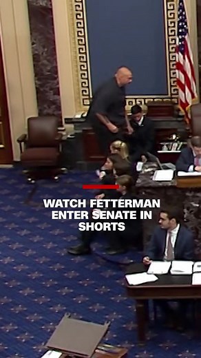 Sen. John Fetterman presided over the Senate floor in his signature shorts and hoodie after Majority Leader Chuck Schumer decided to stop enforcing the Senate’s unwritten dress code. This post replaces a previous version to more accurately describe the dress code decision. #fetterman #johnfetterman #shorts #hoodie #senate #ussenate #senator