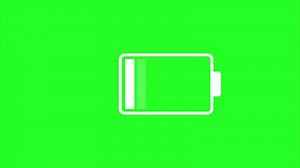 Download Animation of a battery icon being charged on a green background for free