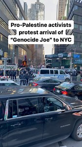 19K views · 202 reactions | NOW: Biden’s motorcade arrives in NYC and is met by a hundreds of Palestine solidarity protesters chanting “Genocide Joe has got to go!” | BreakThrough News | Facebook